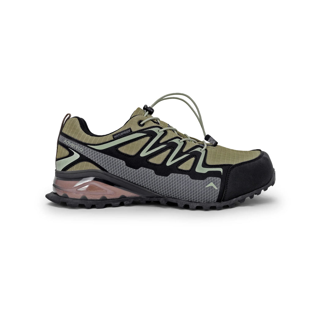 Adventra Men Waterproof Low Ankle Hiking Shoes with Anti Slip Grip & EVA Cushion (ET1110) Olive