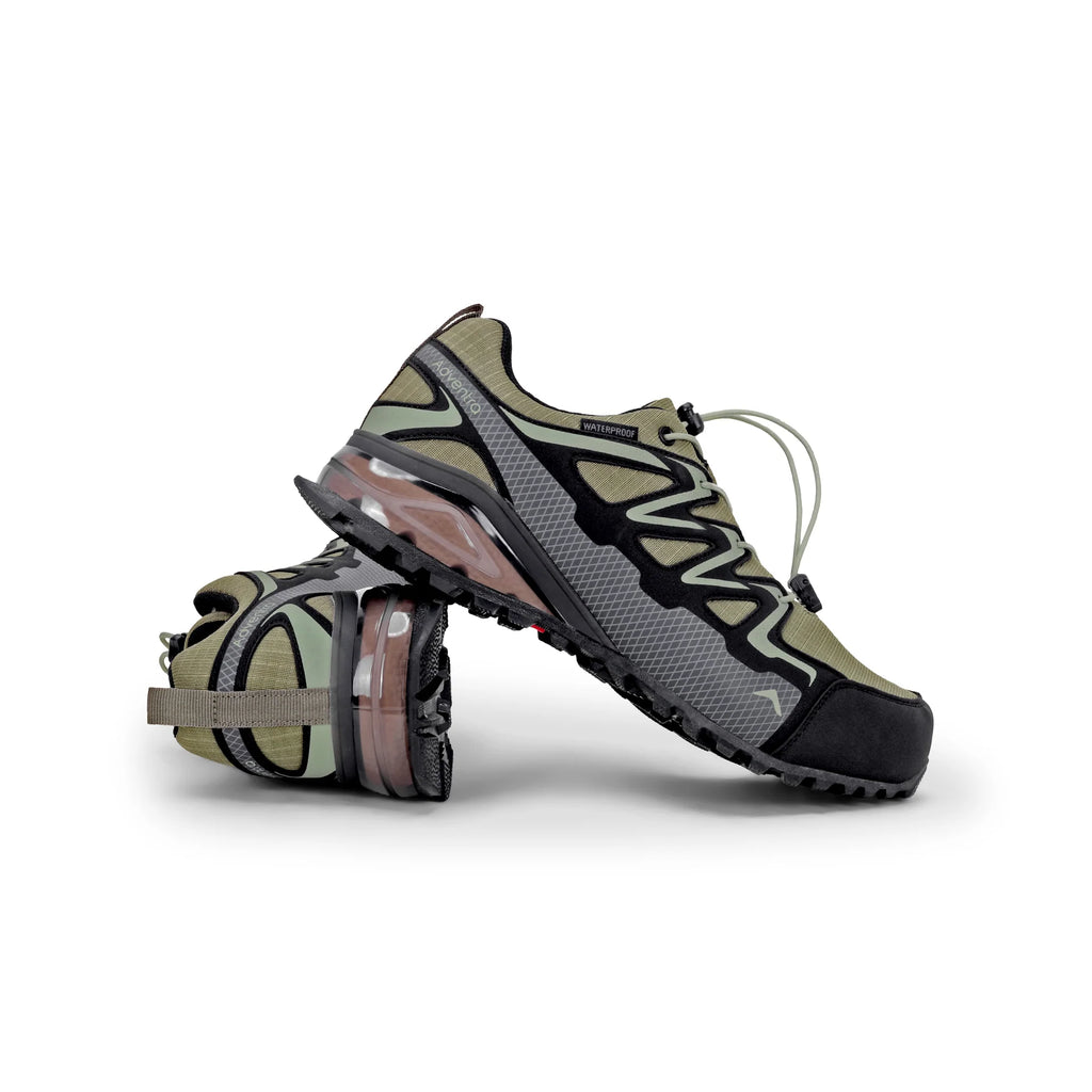 Adventra Men Waterproof Low Ankle Hiking Shoes with Anti Slip Grip & EVA Cushion (ET1110) Olive