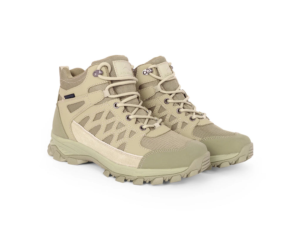 Adventra Men Waterproof Mid-Top Hiking Shoes with Cushioned Comfort (WH1107) Beige