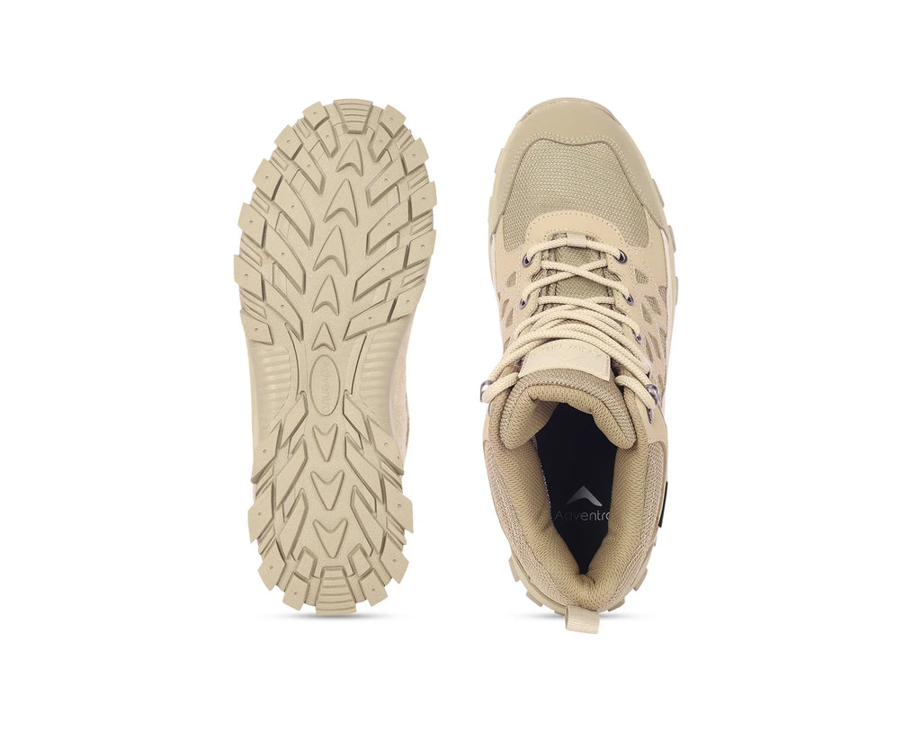 Adventra Men Waterproof High-Top Hiking Shoes with Cushioned Comfort (WH1108) Beige