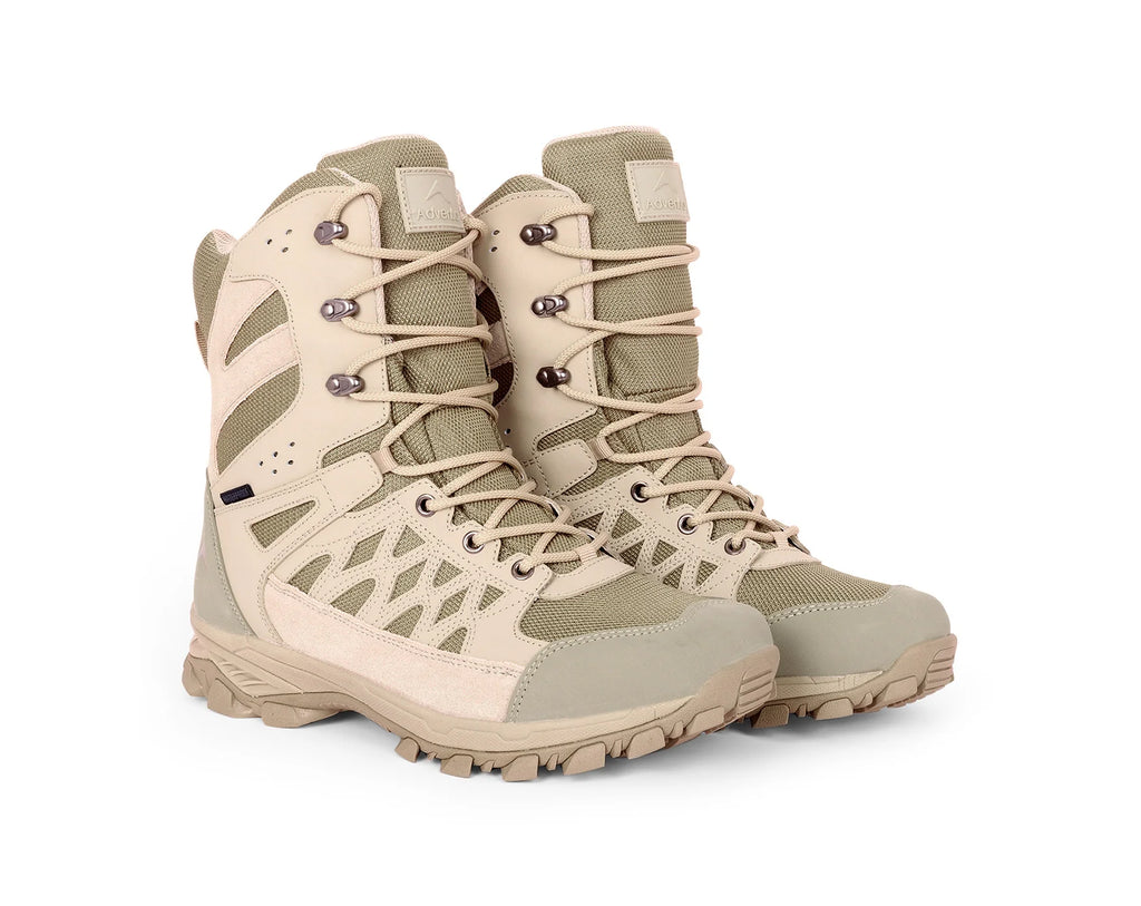 Adventra Men Waterproof High-Top Hiking Shoes with Cushioned Comfort (WH1108) Beige