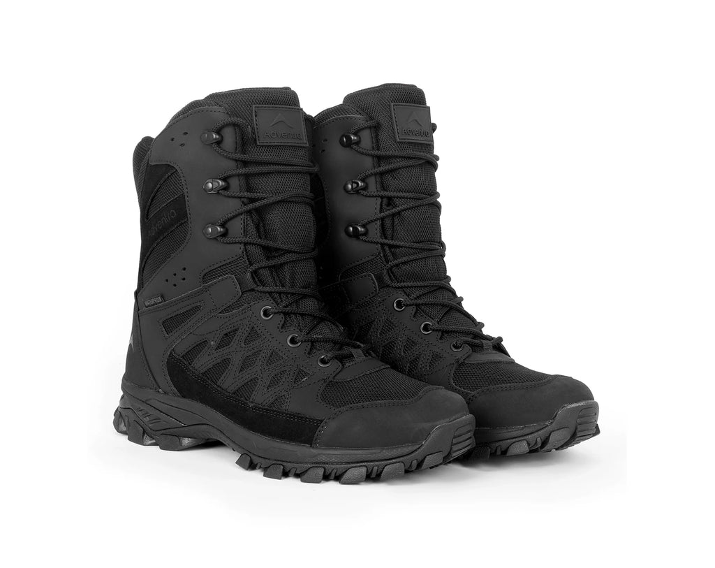 Adventra Men Waterproof High-Top Hiking Shoes with Cushioned Comfort (WH1108) Black