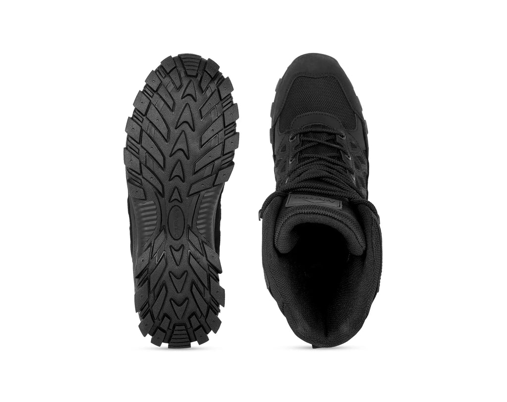 Adventra Men Waterproof High-Top Hiking Shoes with Cushioned Comfort (WH1108) Black