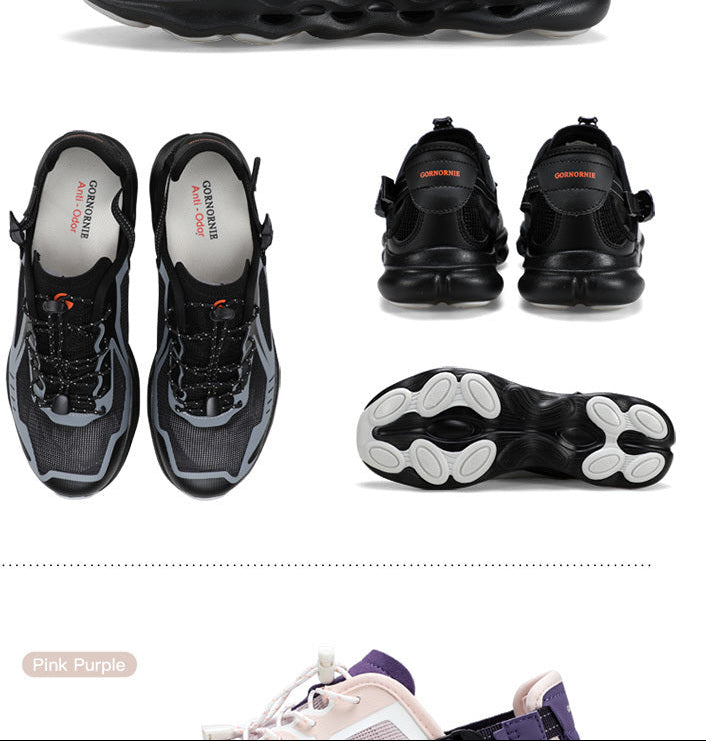 Gornornie Unisex Non-Slip Runner Shoes(Black Grey)