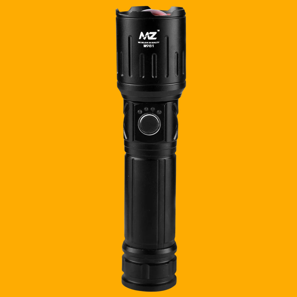 MZ M981 Rechargeable Torch | 150W LED, Zoomable, 5 Modes Flashlight