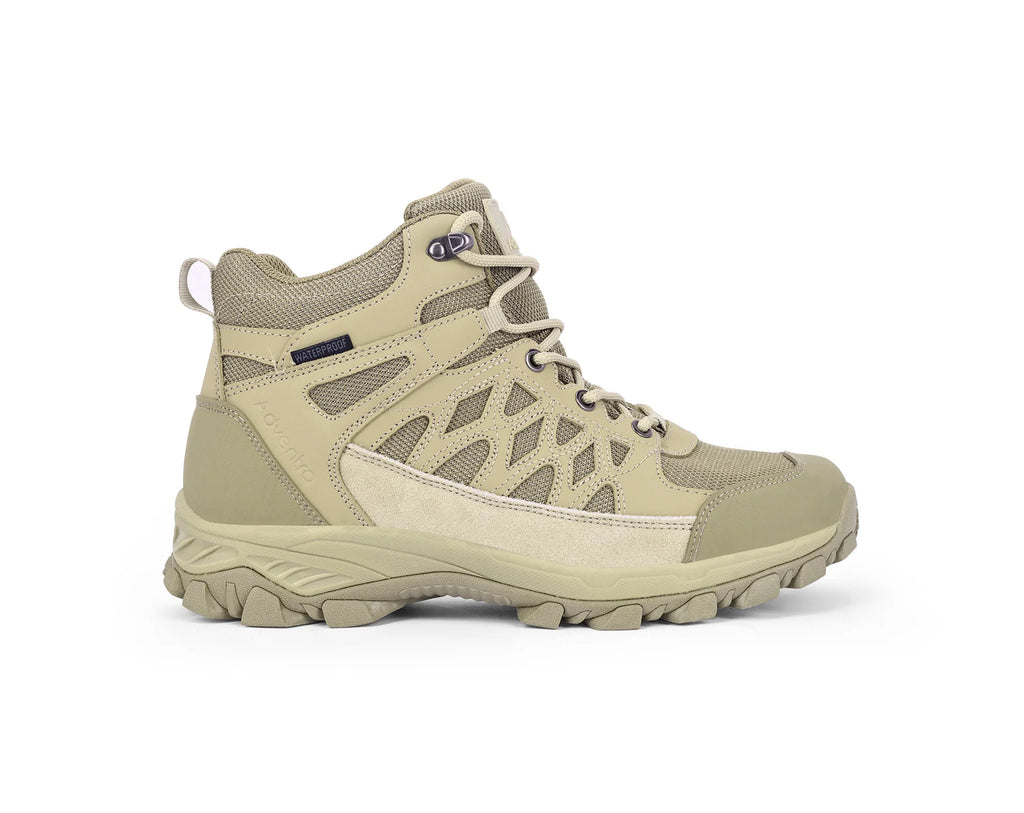 Adventra Men Waterproof Mid-Top Hiking Shoes with Cushioned Comfort (WH1107) Beige