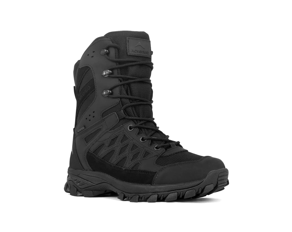 Adventra Men Waterproof High-Top Hiking Shoes with Cushioned Comfort (WH1108) Black