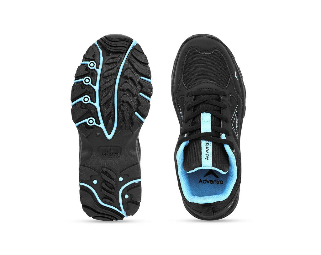 Adventra Kids Low-Top Hiking Shoes with Anti-Skid Rubber Sole (EH500) Black