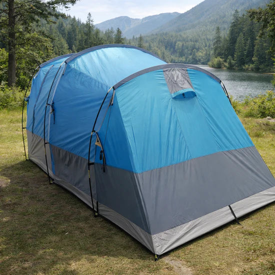 Adventra 4-Person Waterproof Large Camping Tent with UV Protection & Wind-Ready ET1104 (Aqua Blue)