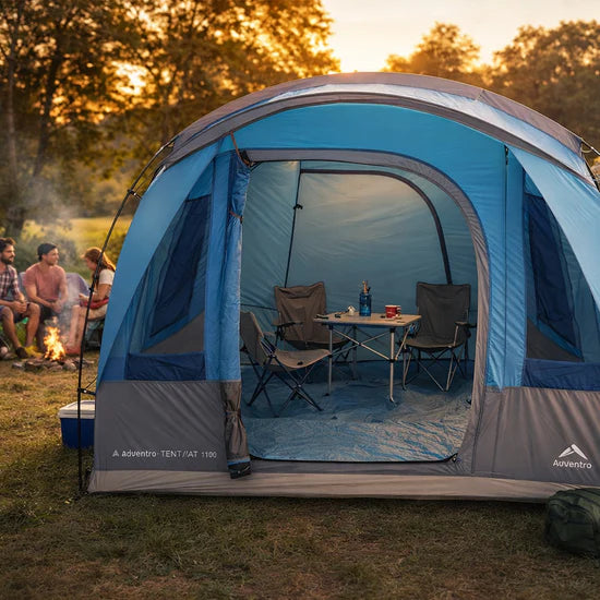 Adventra 4-Person Waterproof Large Camping Tent with UV Protection & Wind-Ready ET1104 (Aqua Blue)