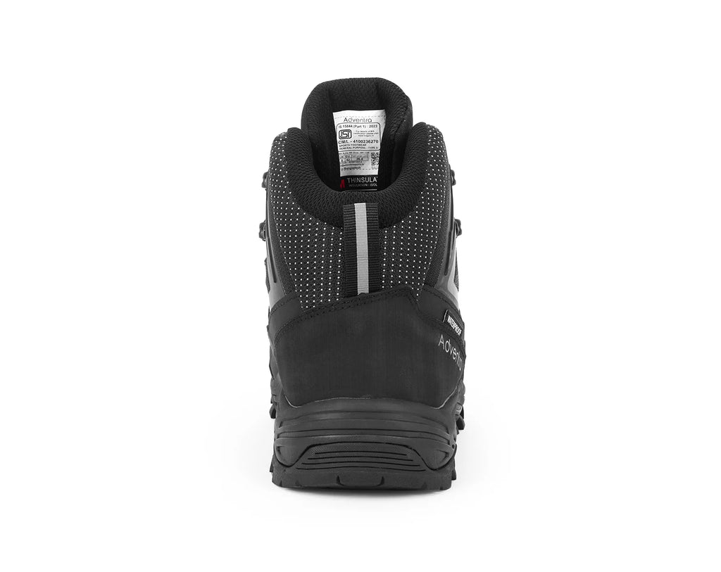 Adventra Men’s Warm and Waterproof Winter Hiking Mid Ankle Boots - WH1106 Black