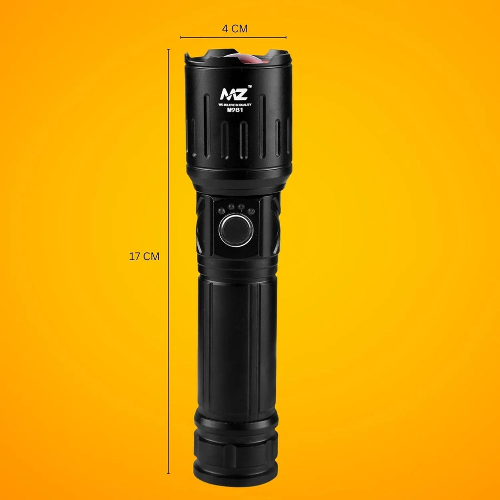 MZ M981 Rechargeable Torch | 150W LED, Zoomable, 5 Modes Flashlight