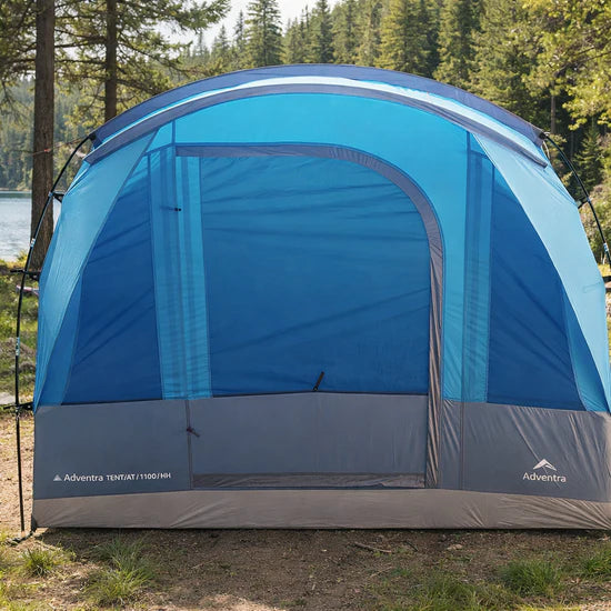Adventra 4-Person Waterproof Large Camping Tent with UV Protection & Wind-Ready ET1104 (Aqua Blue)