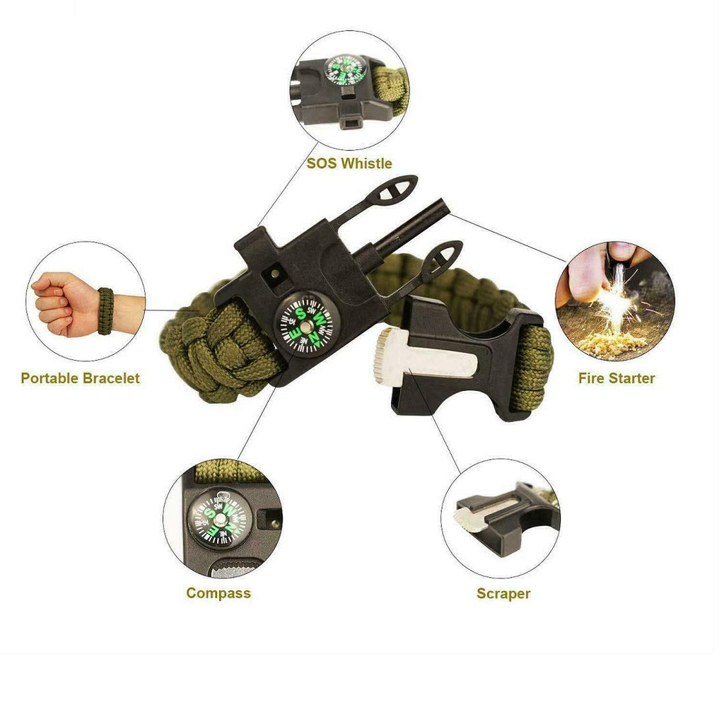Survival Bracelet Wrist Strap With Flint Fire Starter