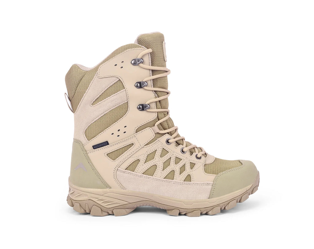 Adventra Men Waterproof High-Top Hiking Shoes with Cushioned Comfort (WH1108) Beige