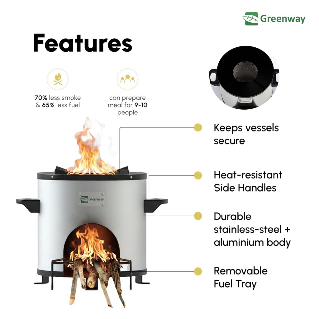 Greenway Jumbo Charcoal Cooking Stove – Improved Smokeless Design