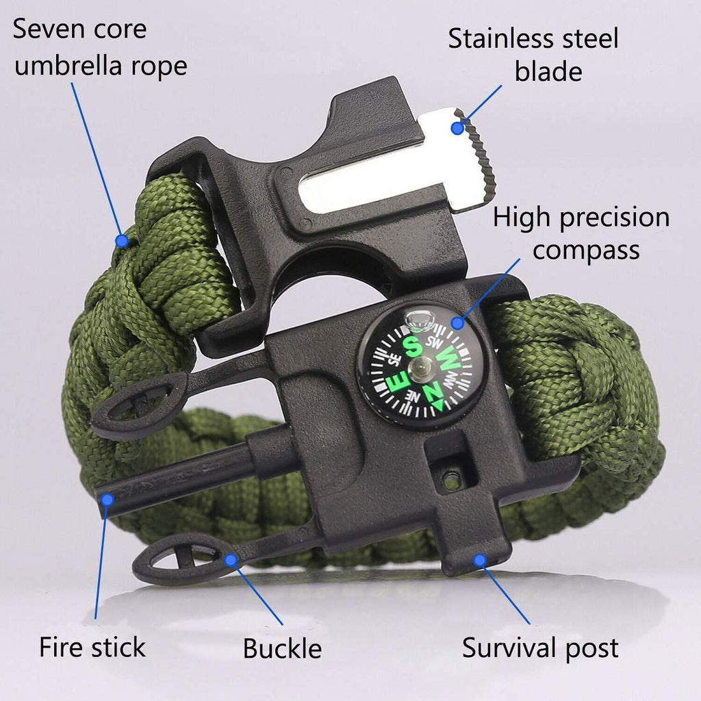 Survival Bracelet Wrist Strap With Flint Fire Starter