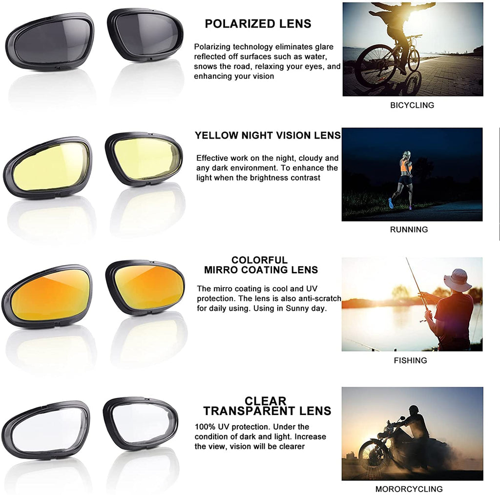 Polarized UV400 Sunglasses for Outdoor Sports with Interchangeable Lenses