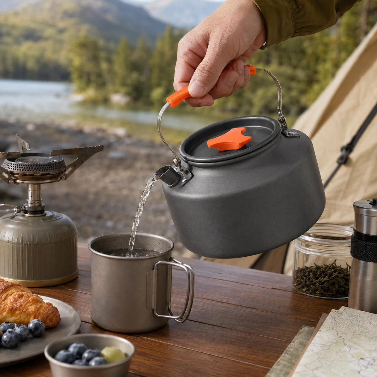 1.1L Aluminum Outdoor Camping Kettle