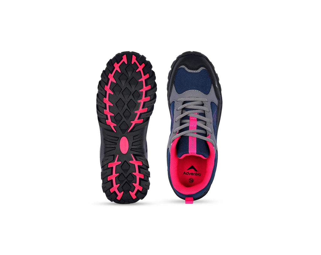Adventra Women Low-Top Hiking Shoes with Anti-Skid Rubber Sole (EH500) Black-Pink