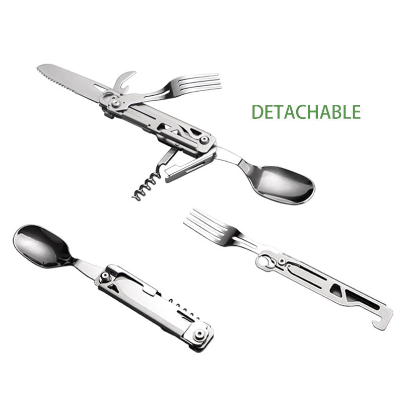 5-in-1 Steel Campware Cutlery Set | Multitool | Camping Monkeys