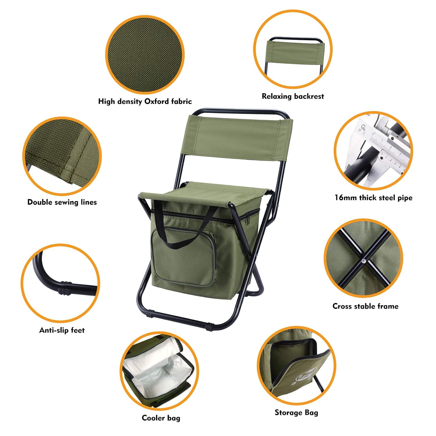 Foldable Camping Chair with Cooler Bag