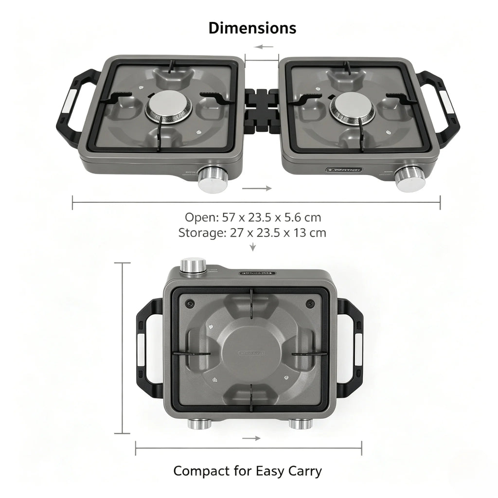 Folding Double Burner Portable Propane & Butane Camping Stove with Pipe