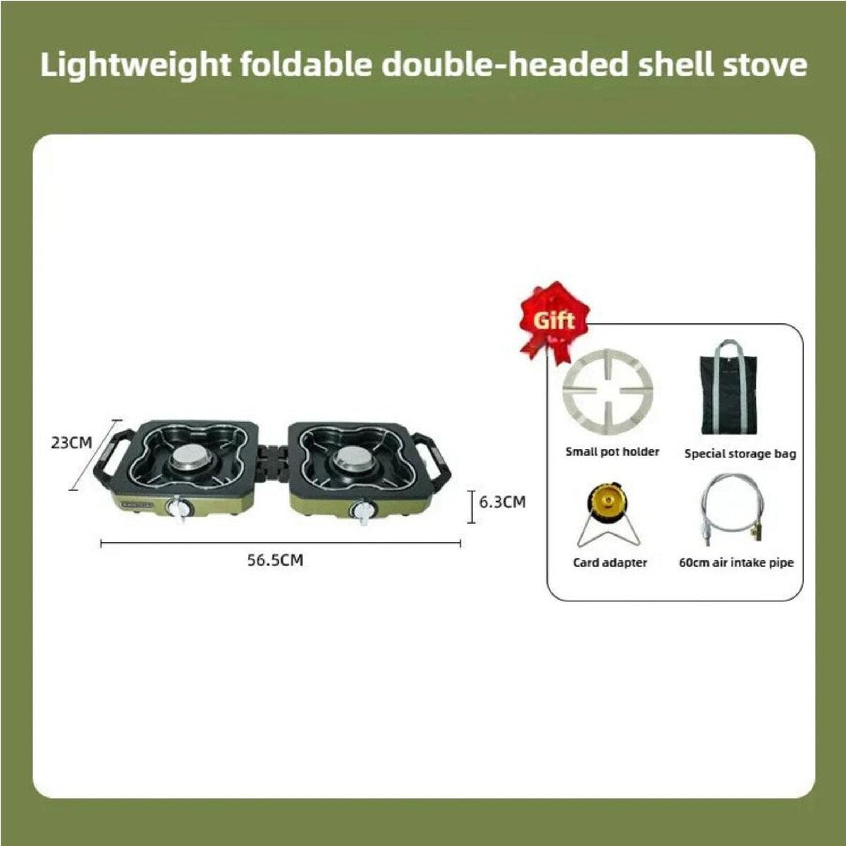 Folding Portable Double Burner LPG & Butane Camping Stove with Pipe