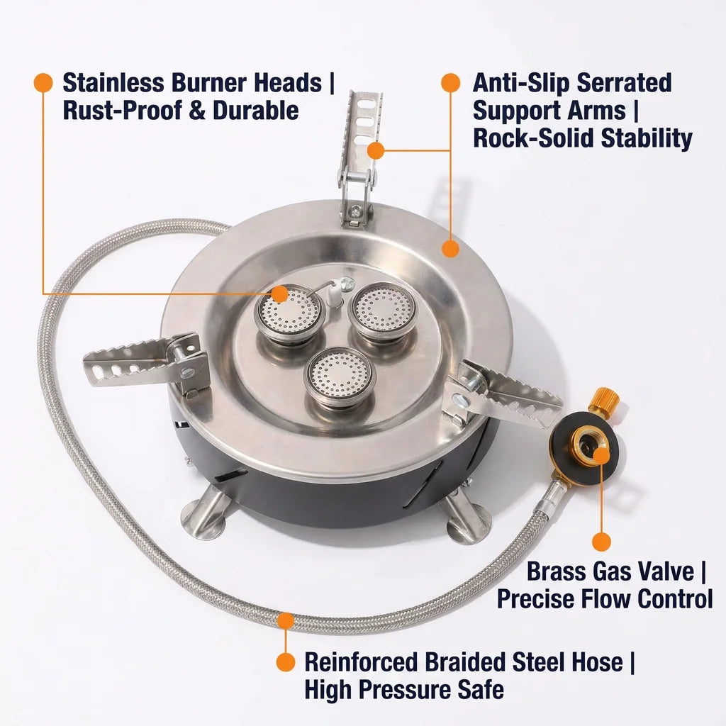 Folding 3 Burner Butane Gas Stove 5800W