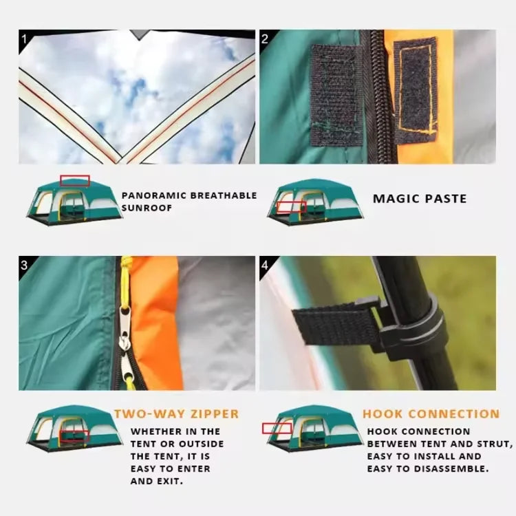 Camping Tent Waterproof with 2 Rooms for 9-12 Person