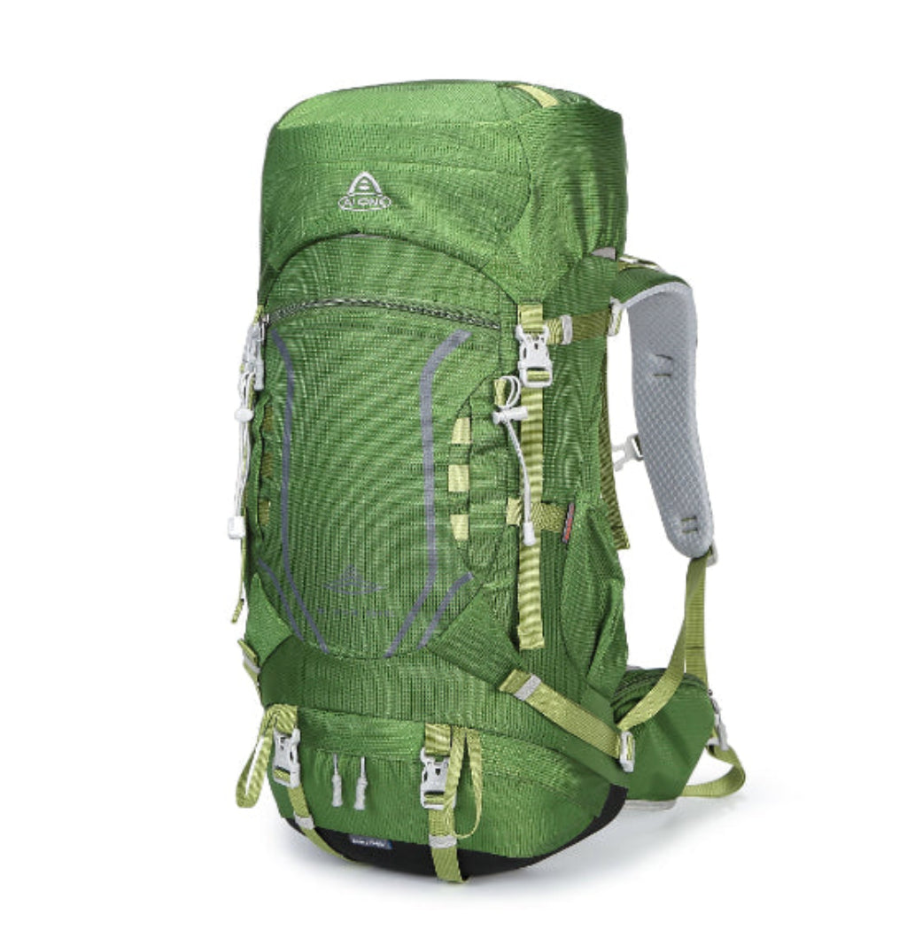 Ai One 35+5L Rucksack in green, featuring a 40L trekking backpack design for outdoor adventures.