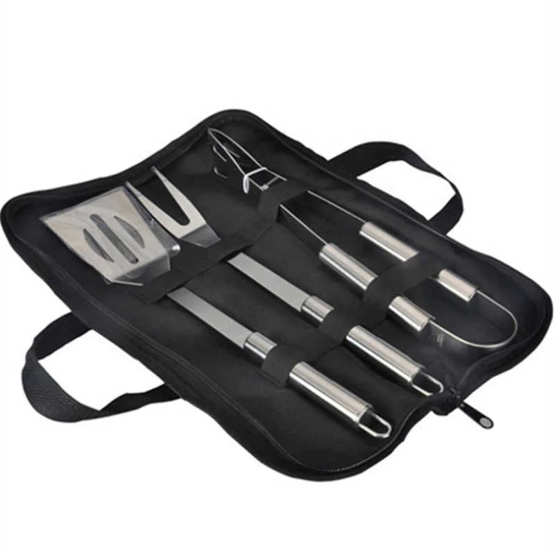 Stainless Steel BBQ Grill Tool Set with Carrying Bag