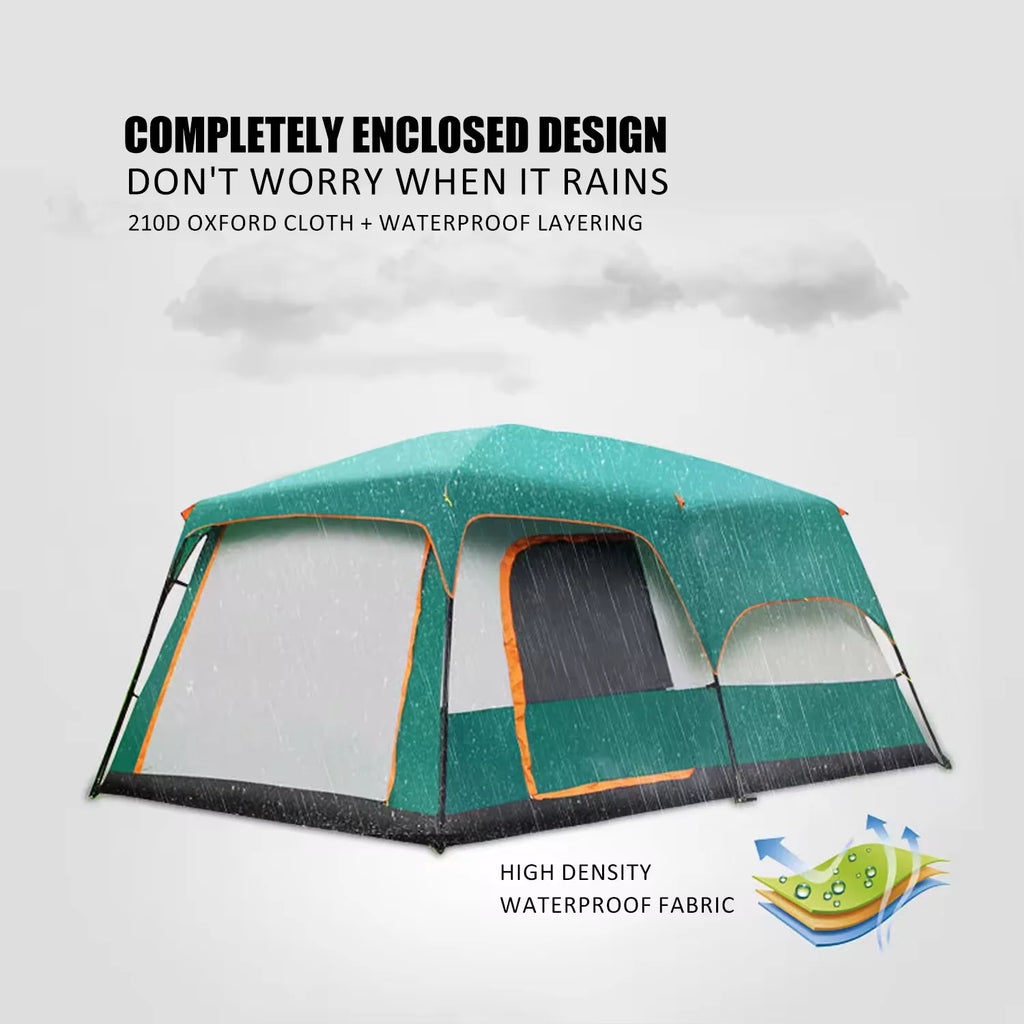 Camping Tent Waterproof with 2 Rooms for 9-12 Person