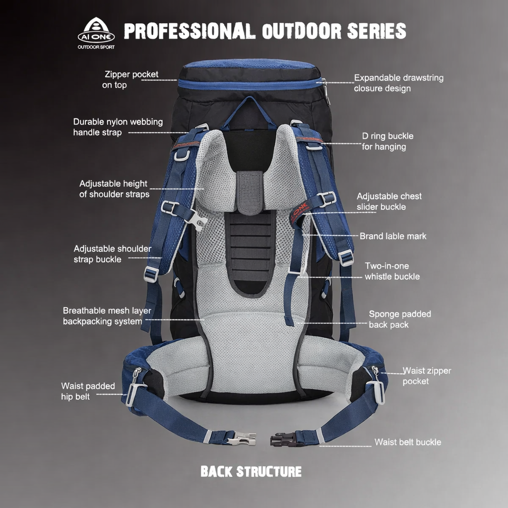 AIOne 60L Outdoor Hiking Rucksack (Yellow)