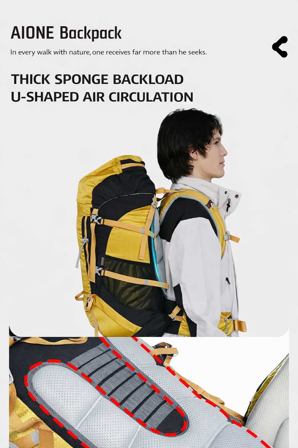 AIOne 60L Outdoor Hiking Rucksack (Yellow)