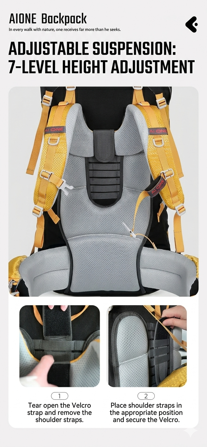 AIOne 60L Outdoor Hiking Rucksack (Yellow)