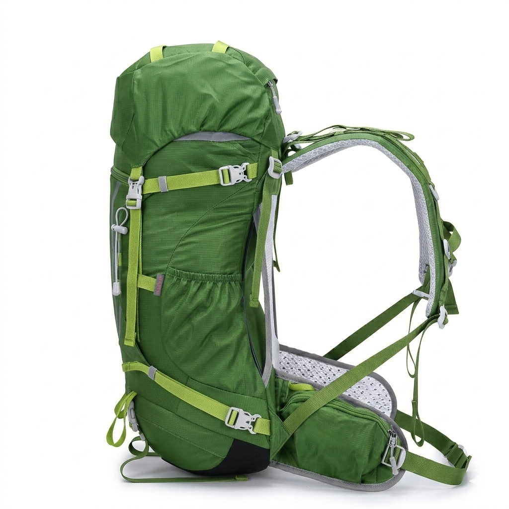 Ai One 35+5L Rucksack in green, showcasing a spacious design ideal for hiking with a 40L trekking backpack capacity.