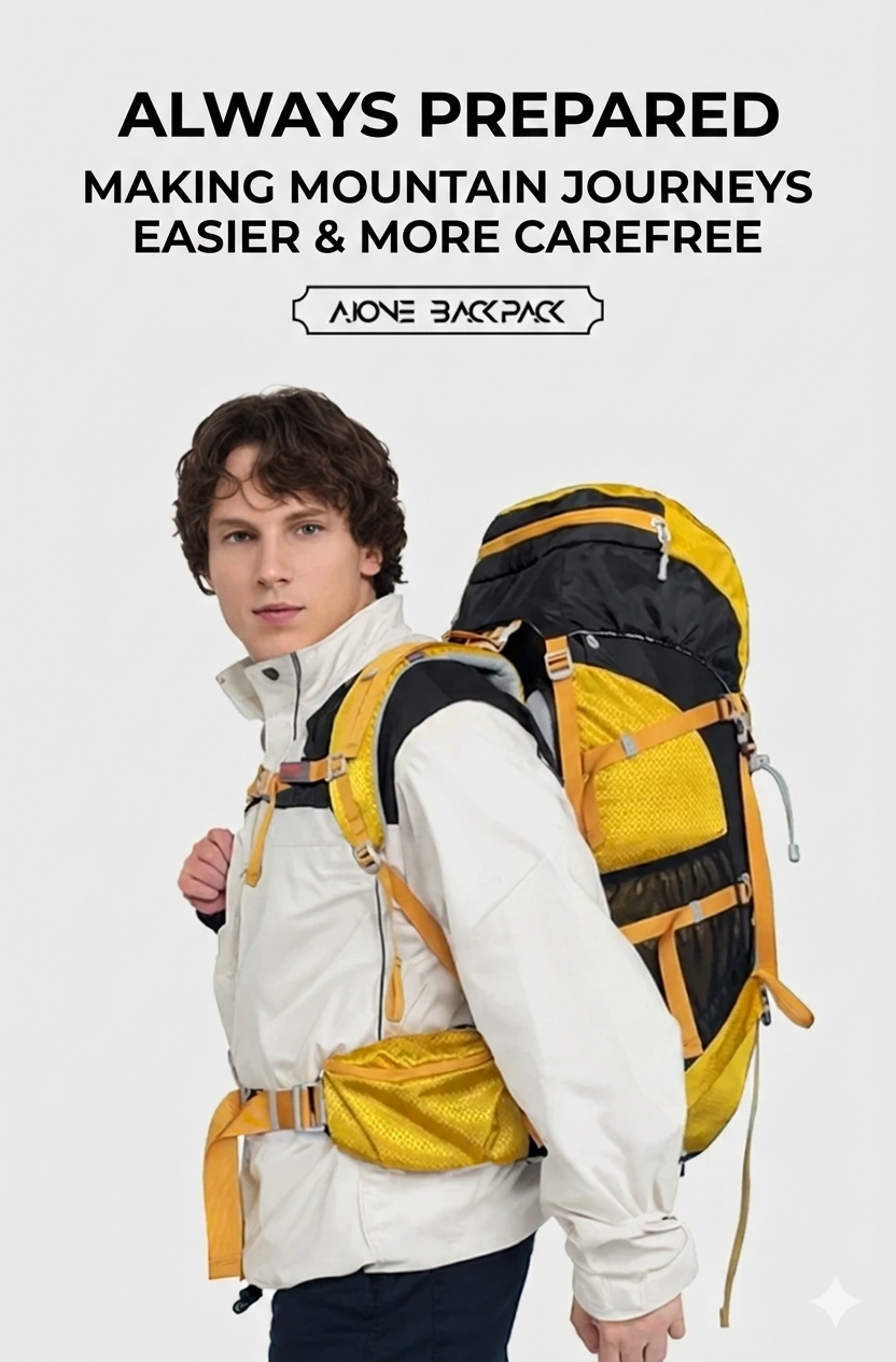 AIOne 60L Outdoor Hiking Rucksack (Yellow)