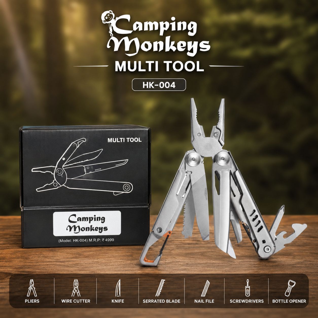 15-in-1 Stainless Steel Multitool for Camping & EDC | Camping Monkeys