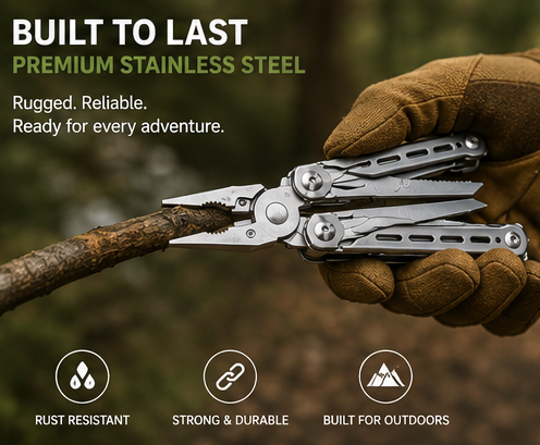 12-in-1 Stainless Steel Outdoor Multitool | Camping Monkeys