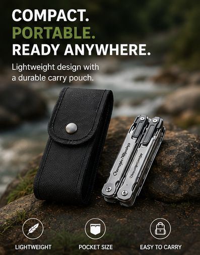 12-in-1 Stainless Steel Outdoor Multitool | Camping Monkeys