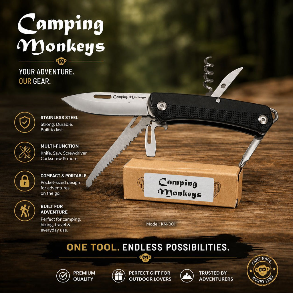 7-in-1 Multitool Pocket Knife | Camping Monkeys