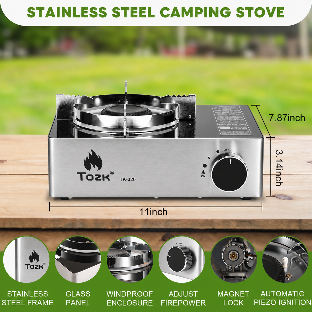 12000 BTU Portable LPG & Butane Camping Stove with Carry Case