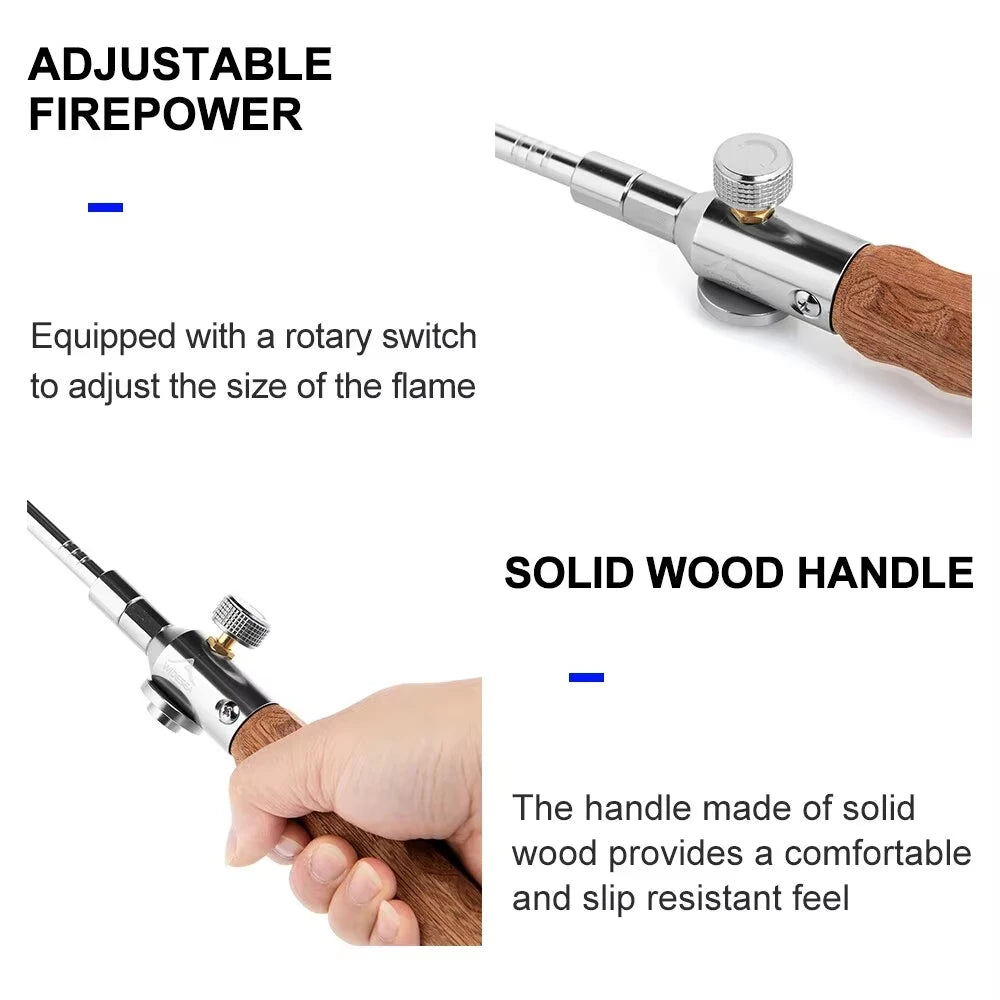 Portable Camping Gas Torch Burner with Detachable Pipe & Adjustable Flame Control