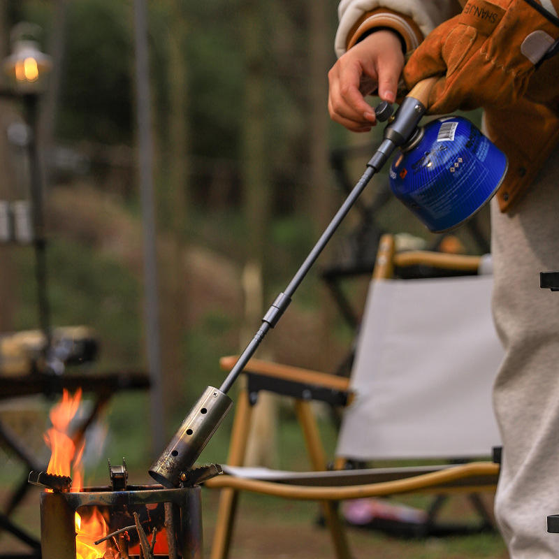 Portable Camping Gas Torch Burner with Detachable Pipe & Adjustable Flame Control