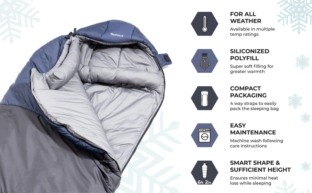 Tripole Shivalik Sleeping Bag | Mummy Shape | Hiking & Trekking - rockcraft