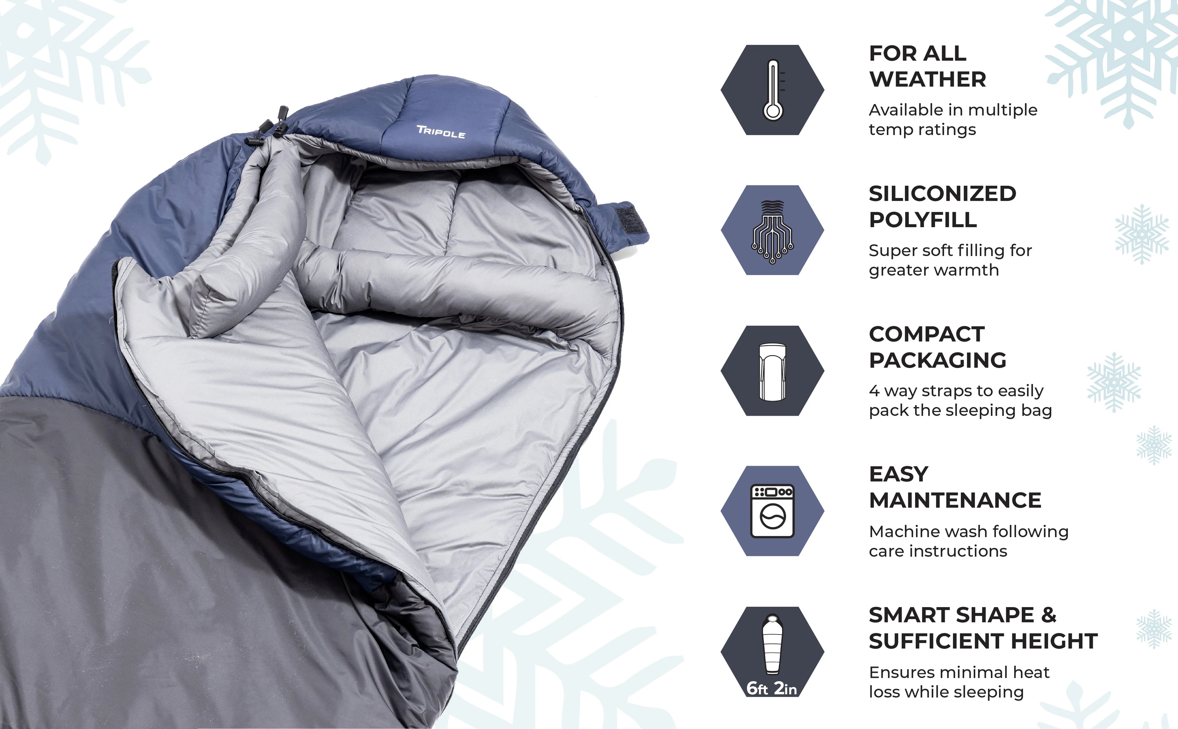 Tripole Shivalik Sleeping Bag | Mummy Shape | Hiking & Trekking - rockcraft