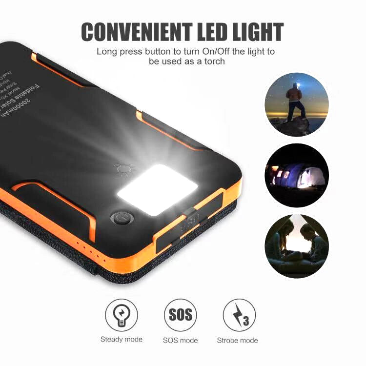 Solar Powerbank 20000mAh | Portable | Foldable | Waterproof