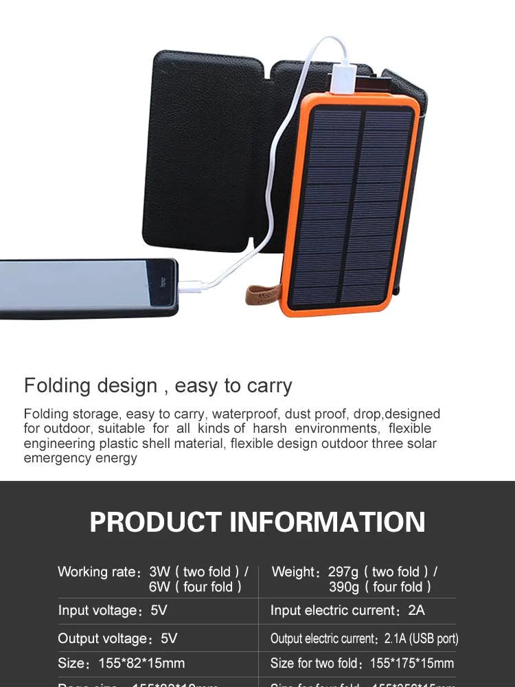Solar Powerbank 20000mAh | Portable | Foldable | Waterproof