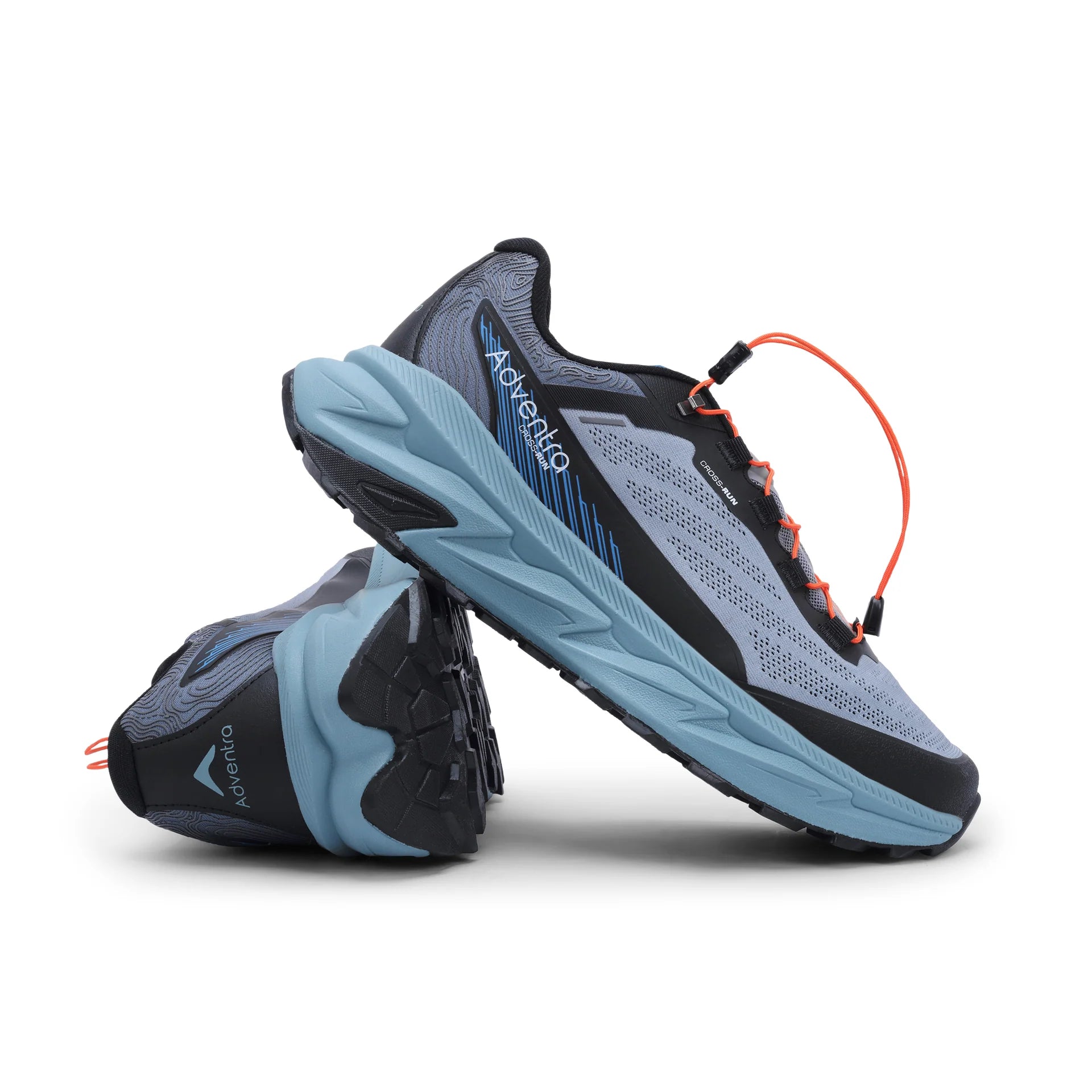 Adventra Men Trail Running Ultra Grip Lightweight Sports Shoes (TR2012) Grey-Blue